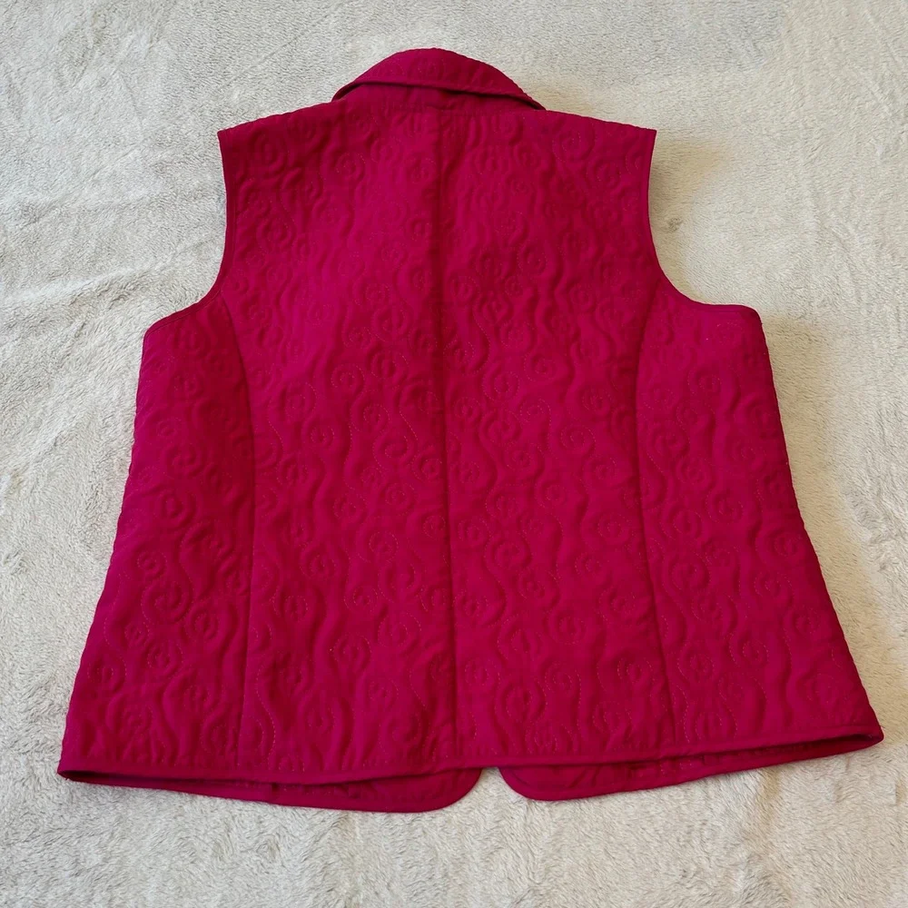 Christopher & Banks Quilted Vest‎ Magenta Snap Front Collared Pocket Women's M